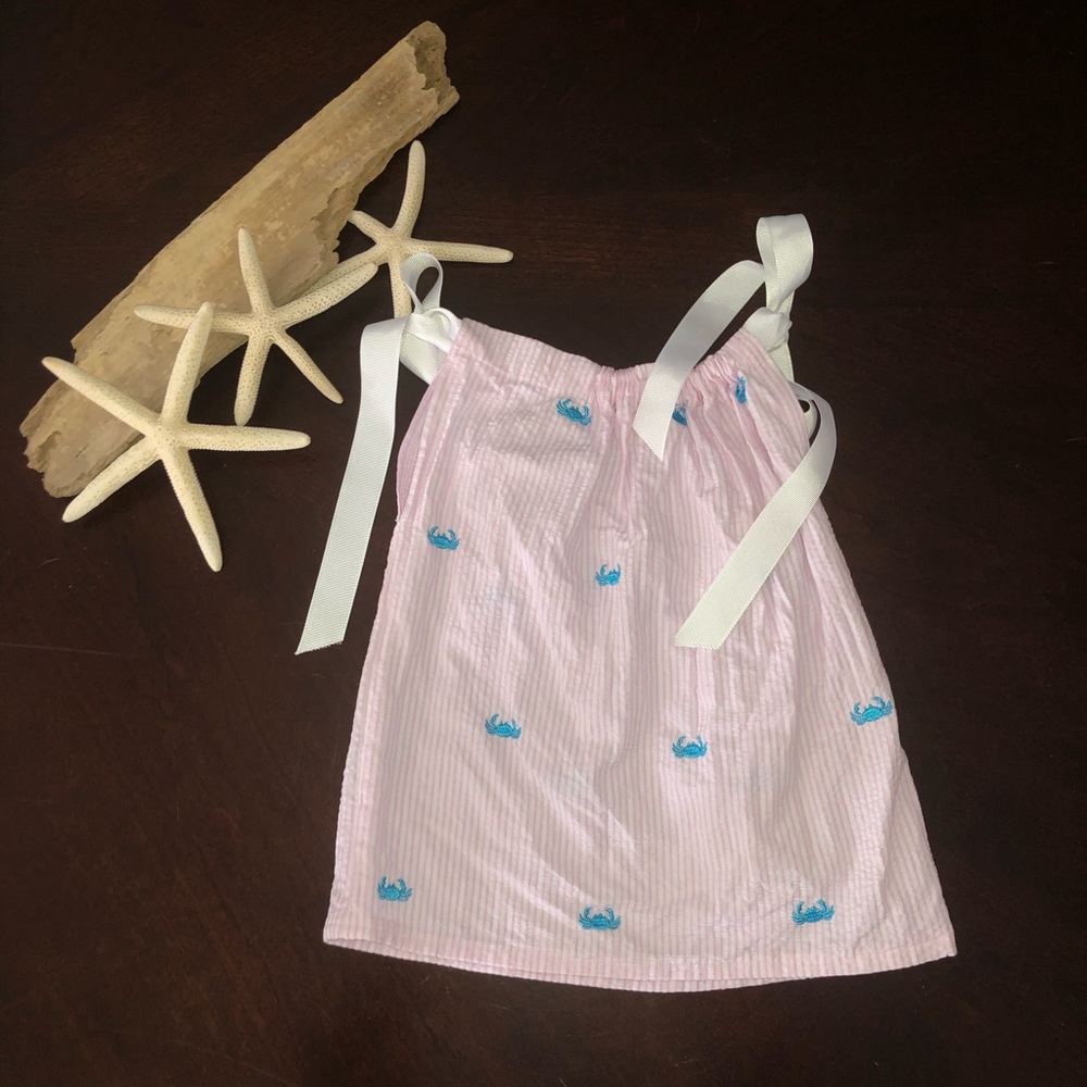 Summer Seersucker Crab Dress 6-9 month